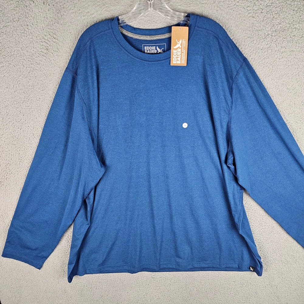 Eddie Bauer Shirt MTN Trek Tee Mens 3XL Blue Long Sleeve Crewneck Soft Stretch